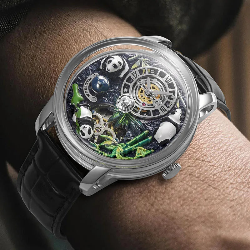 PINDU Panda Series M2791B Automatic Mechanical Watch Sapphire Crystal