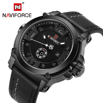 NAVIFORCE NF9099 Military Analog Date Watch Leather Strap