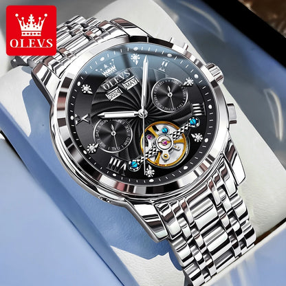 OLEVS 7088 Montre Homme de Luxe Originale Chronographe Date Acier Inoxydable Étanche Montre Mécanique pour Hommes NOUVEAU