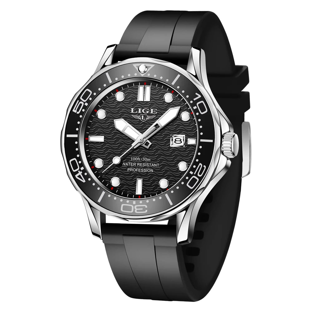 2026 LIGE Nouvelle Montre Homme D'Affaires Grande Marque Luxe Montre de Plongée Pour Hommes Étanche Date Horloge Montre de Sport Relogio Masculino+Boîte
