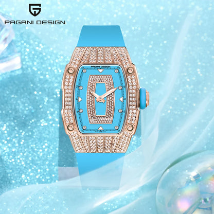 PAGANI DESIGN women's watch with diamond accents and rubber strap