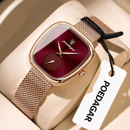 POEDAGAR Montre Femme Luxe Marque Étanche Acier Inoxydable Maille Montres Femme Mode Élégante Quartz Montre-Bracelet Femme Reloj
