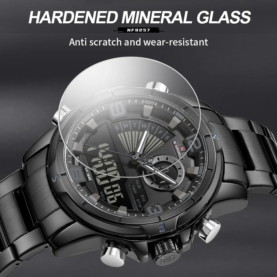 NAVIFORCE Montres de Luxe Militaires pour Hommes Chronographe Mode Alarme Montres-bracelets à Quartz pour Hommes Sports Calendrier Mensuel Étanche Cadeau