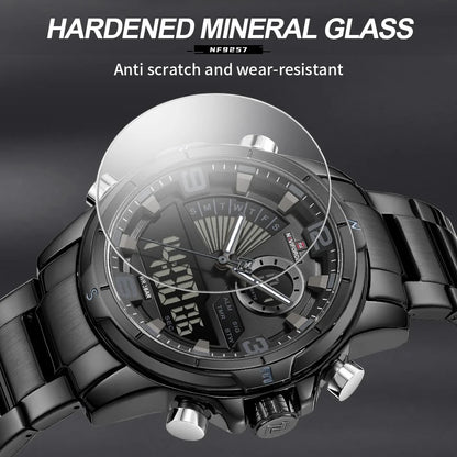 NAVIFORCE Montres de Luxe Militaires pour Hommes Chronographe Mode Alarme Montres-bracelets à Quartz pour Hommes Sports Calendrier Mensuel Étanche Cadeau