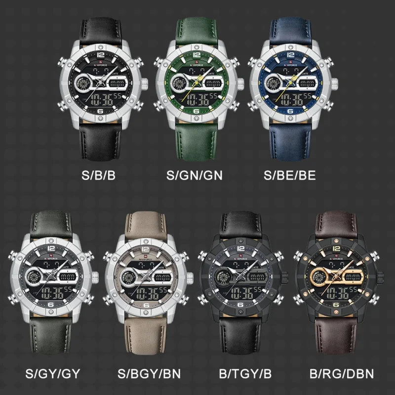 NAVIFORCE NF9263 Chronograph Genuine Leather Strap Watch