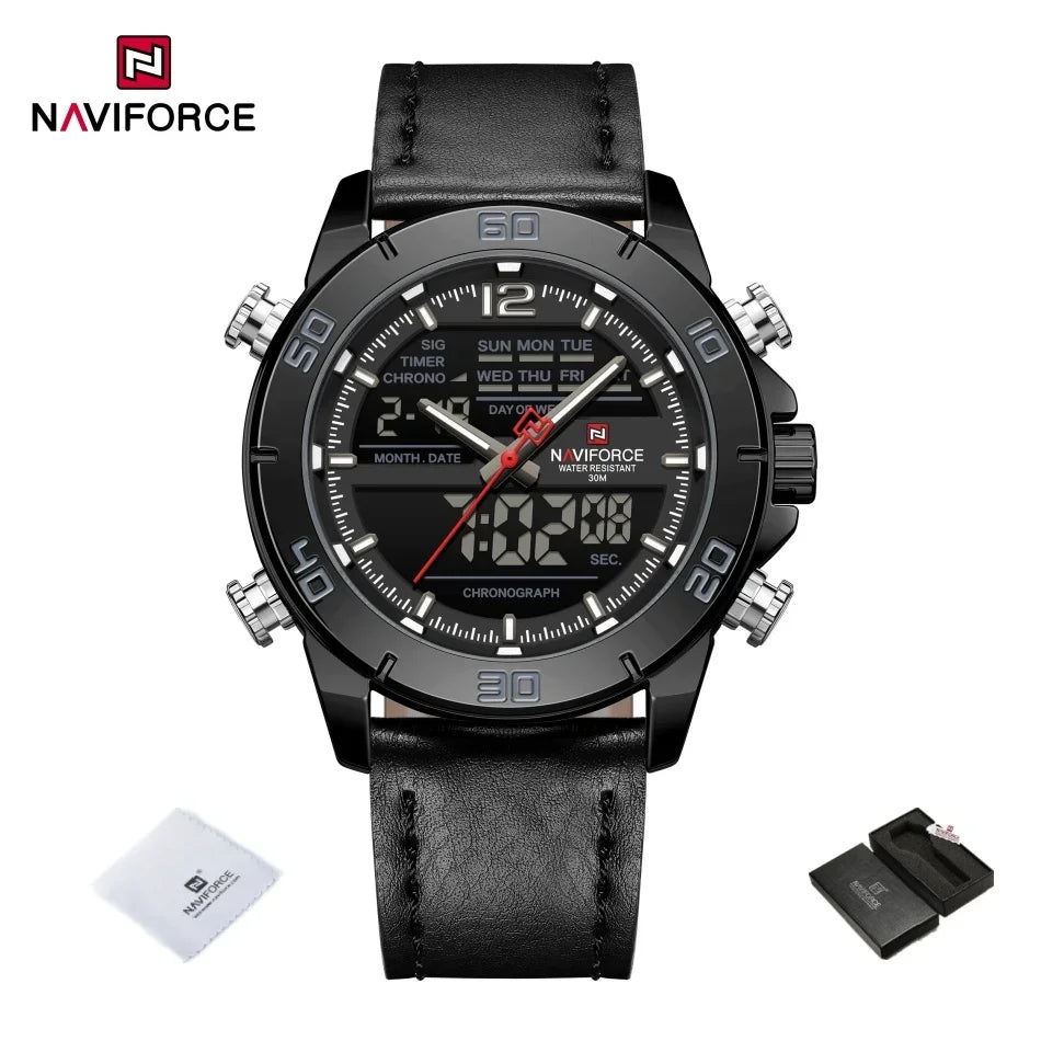 NAVIFORCE NF9253L Genuine Leather Band Luminous Date Clock