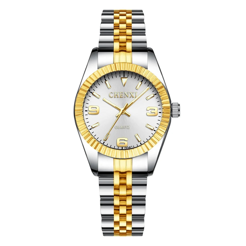 ChronoState Golden Aura Rhinestone Quartz Watch for Women