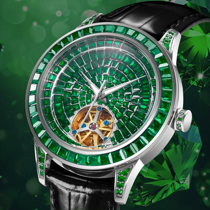 PINDU Design Diamond Mechanical Automatic Watch Stainless Steel