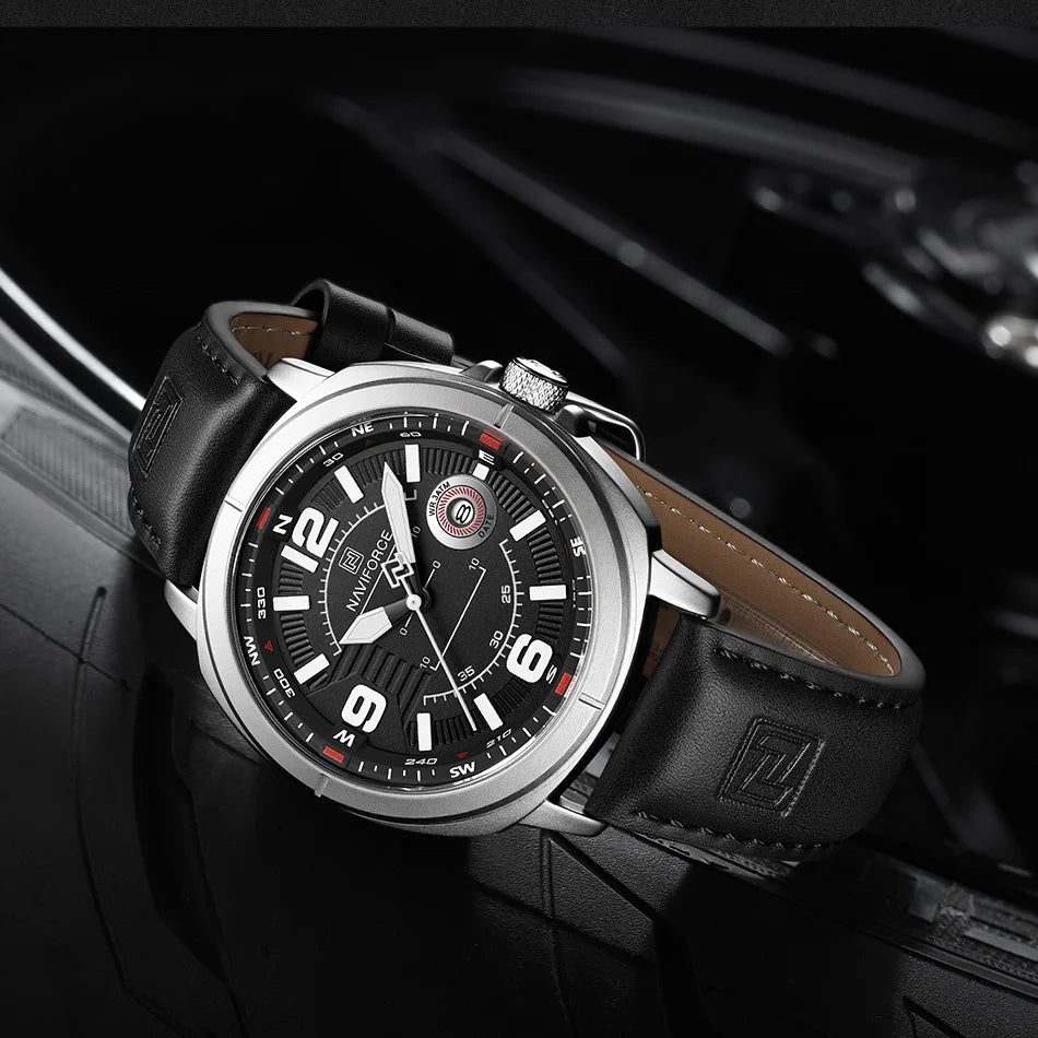 NAVIFORCE NF8078 PU Band Calendar Date Display Watch