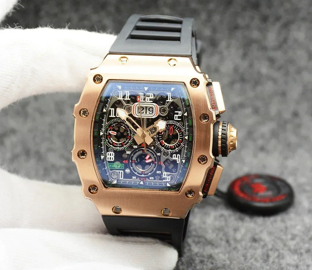 Montre RM en forme de tonneau de haute qualité, marque de luxe supérieure pour montre mécanique homme, montre automatique homme Montre Homme