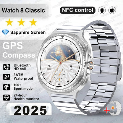 Montre connectée 8 Ultra Classic 2026 à la mode, GPS, boussole, NFC, 46mm, appels HD, ChatGPT, étanche 3 ATM, version sport pour homme