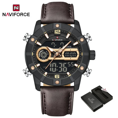 Montre à Quartz NAVIFORCE Hommes Double Fuseau Horaire Date Illumination Nocturne Classique Affaires Montre Homme Luxe Original Étanche