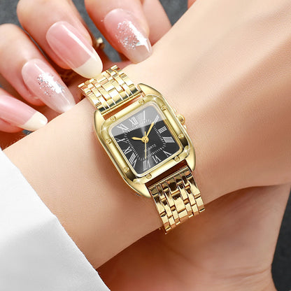 Luxury Square Women Quartz Watch Fashion Roma Dial Ladies Wristwatch Reloj Mujer Girls Clock Gift (Without Box)
