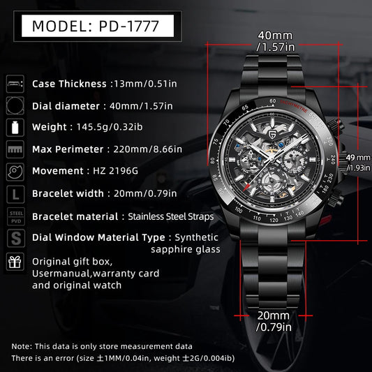 PAGANI DESIGN 2026 New Men's Automatic Mechanical Watch Stainless Steel 100m Waterproof Luxury Casual Watch for Men Reloj Hombre