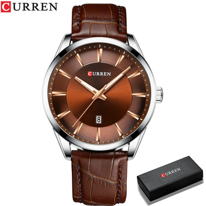 Montres CURREN à Quartz pour Hommes, Bracelet en Cuir, Montres-Bracelets Masculines, Marque de Luxe, Horloge d'affaires pour Hommes, 45 mm, Reloj Hombres