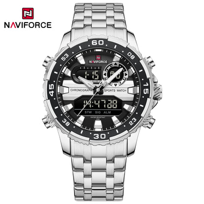 Montres Originales NAVIFORCE pour Hommes Montre-Bracelet Sport Analogique Numérique à Quartz Homme Militaire Lumineuse Étanche en Acier avec Réveil