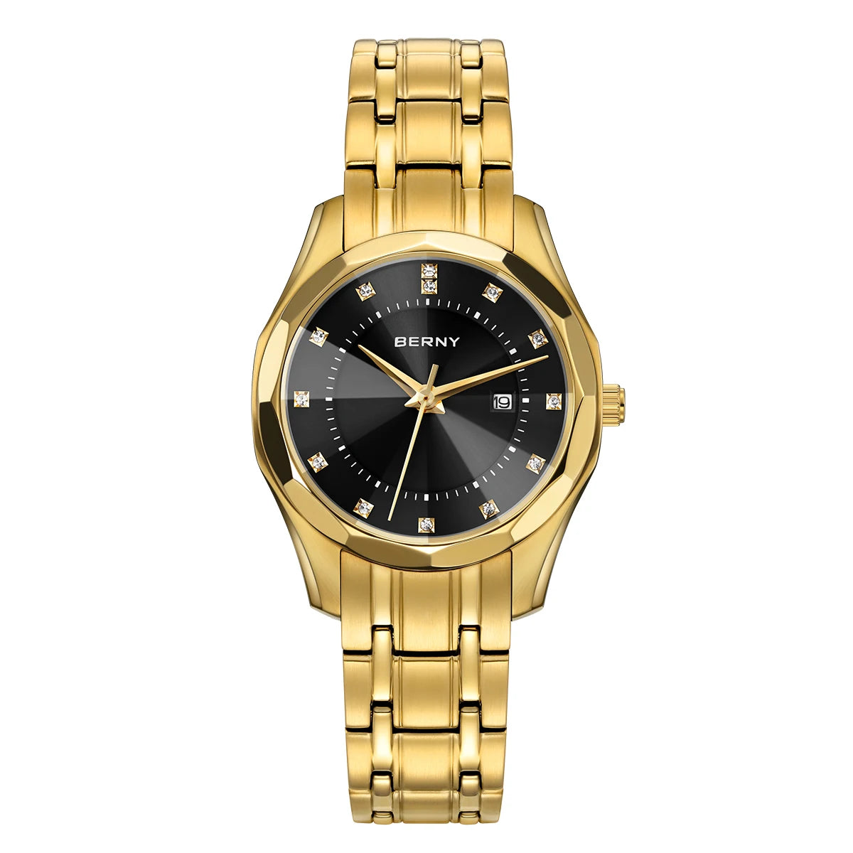 BERNY Watch for Women  Quartz Luxury Golden Ladies Wristwatch Waterproof Golden Clock Stainless Steel Fashion Men/Women Watch