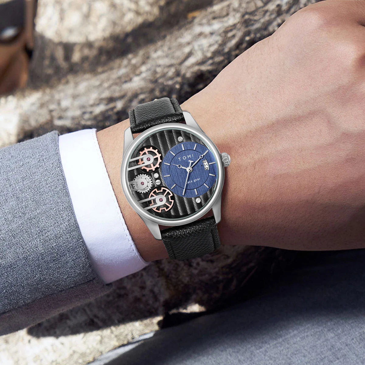 Coffret Cadeau Homme TOMI – Montre Combinée Luxe et Simple Affaires, Bracelet Amovible, Montre à Quartz pour Homme, Cadeau de Fête