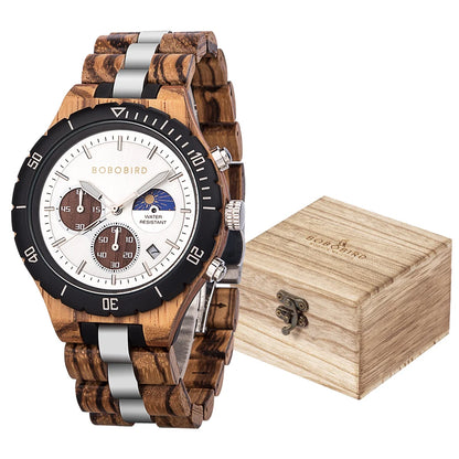 BOBO BIRD GT069 Chronograph Wood Watch Military Style