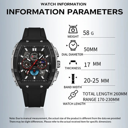 Montres-bracelets de mode en quartz OFNS pour homme, lumineuses, étanches, chronographe, calendrier, bracelet en silicone, montre de sport de luxe d'extérieur pour homme