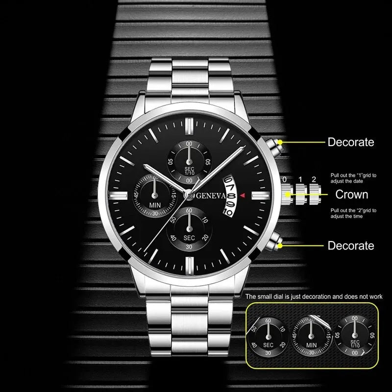 Montre Bracelet Homme Luxe Calendrier Quartz Montre-Bracelet Affaires Homme Montre Horloge Homme Bracelet