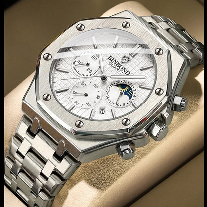 BINBOND 0161 Luminous Chronograph Stainless Steel Watch