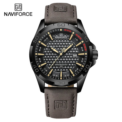 Montre-bracelet à quartz décontractée NAVIFORCE pour homme, style militaire, avec calendrier, étanche, en cuir, pour homme d'affaires, Relogio Masculino