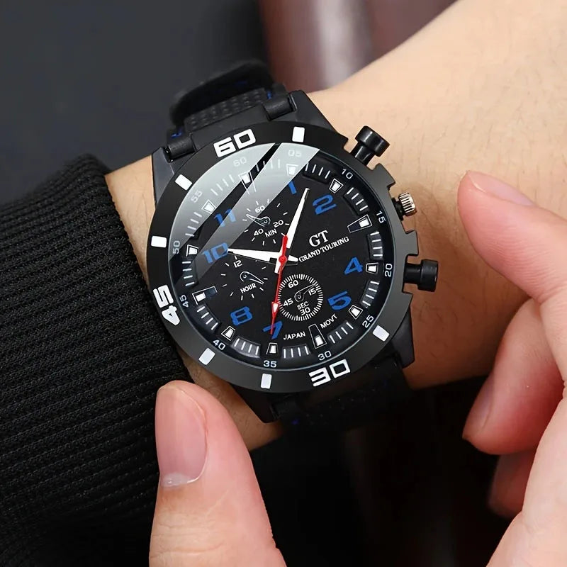 5 pieces of men's quartz watch set, perfect as a Christmas gift