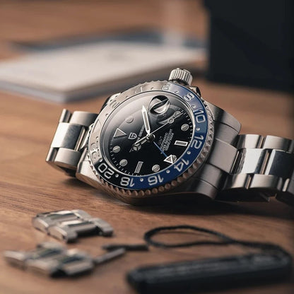 PAGANI DESIGN GMT automatic watch with sapphire crystal and stainless steel bracelet