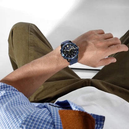 Montre homme décontractée NAVIFORCE de haute qualité, double affichage, sport, étanche, avec compte à rebours, chronographe et réveil, Reloj Hombre