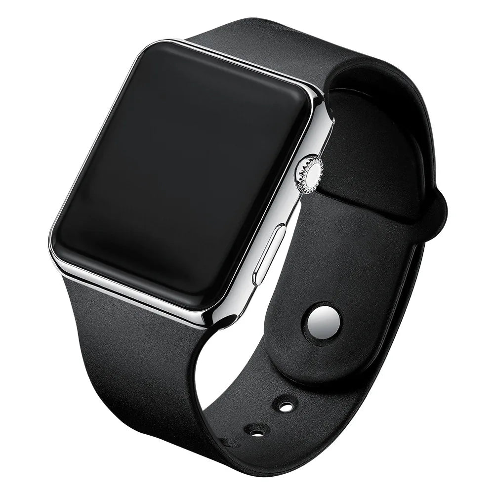 Montre numérique simple pour hommes femmes Mode sport Montre électronique LED Bracelet en silicone noir Montre décontractée pour hommes Reloj Hombre