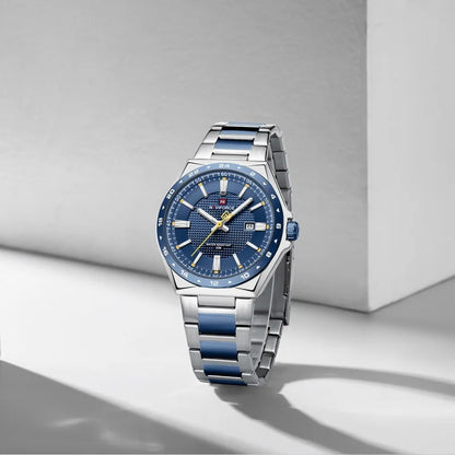 Montres de sport étanches NAVIFORCE 3 ATM pour hommes - Montre-bracelet à quartz de luxe en acier inoxydable avec affichage lumineux de la date