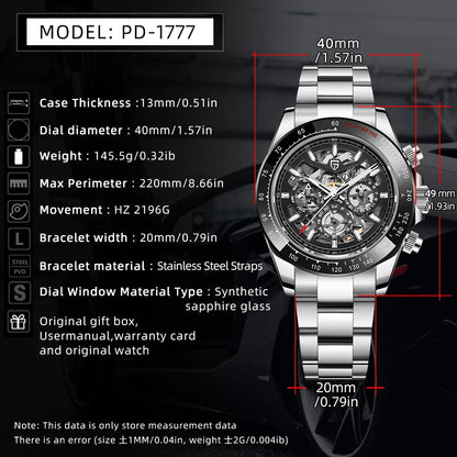 PAGANI DESIGN Montre Automatique Mécanique Homme Acier Inoxydable Étanche Sport 10 Bar Montre Décontractée de Luxe pour Hommes Reloj Hombre