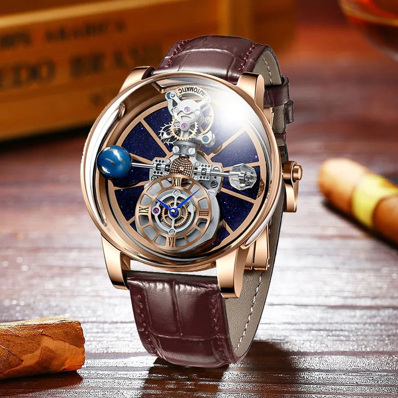 Montre Homme PINDU Diamant Luxe Astronomique Quartz