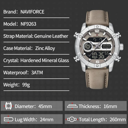 NAVIFORCE NF9263 Chronograph Genuine Leather Strap Watch