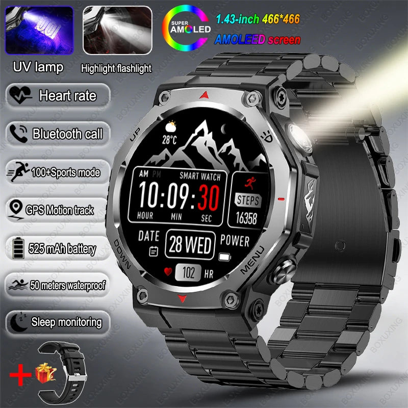 2026 New T-Rex 3 Ultra Outdoor Sports Smart Watch Men GPS Motion Track 5 ATM Waterproof Heart Rate HD Bluetooth Call Smart Watch