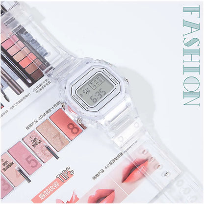 Montre électronique de sport étanche Matcha vert hommes et femmes carré étudiant LED blanche