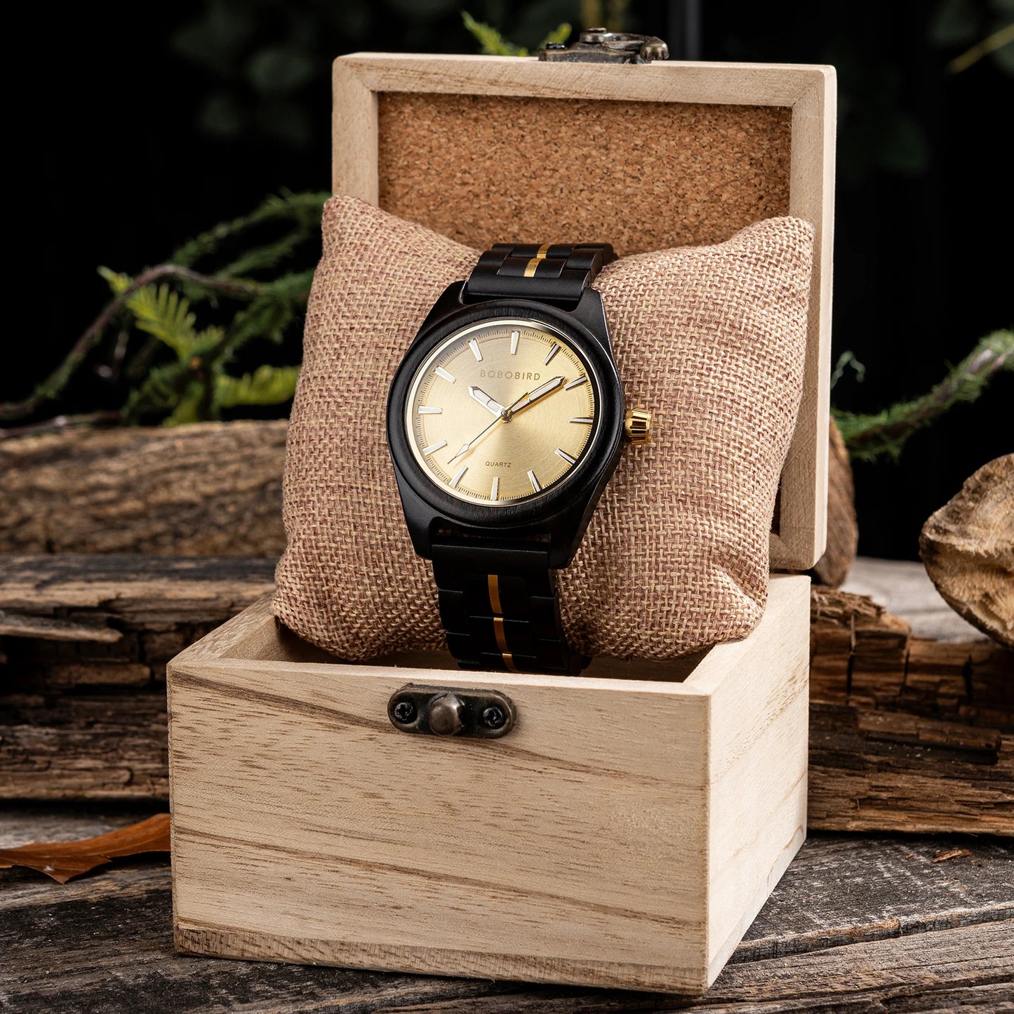 Montre à Quartz de Luxe en Bois BOBO BIRD pour Hommes, Design Original, Montre-Bracelet en Bois Faite à la Main, Écologique, Cadeau Unique pour Hommes 2025 Nouveau