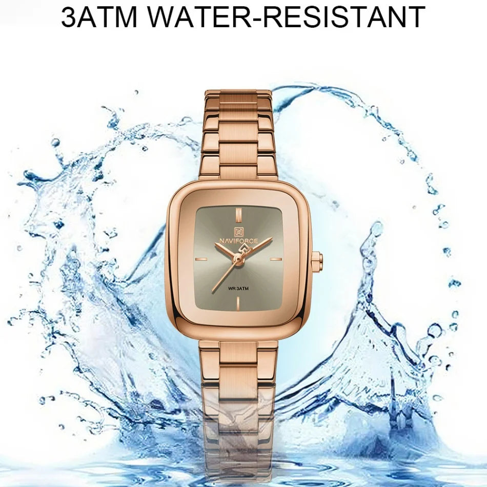 Montre-bracelet NAVIFORCE NF5075 décontractée pour femme avec bracelet en acier inoxydable résistant