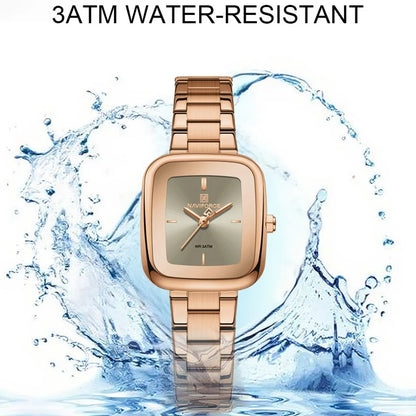 Montre-bracelet NAVIFORCE NF5075 décontractée pour femme avec bracelet en acier inoxydable résistant