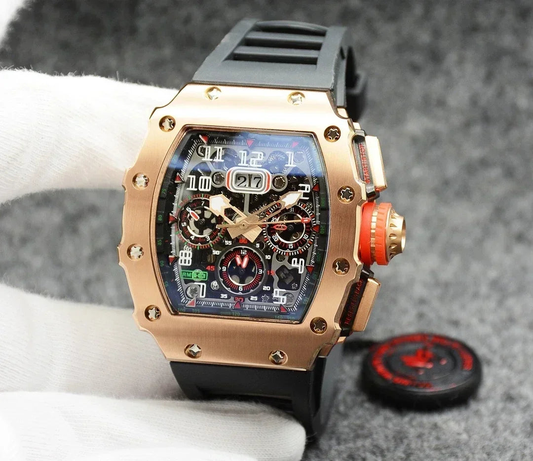 Montre RM en forme de tonneau de haute qualité, marque de luxe supérieure pour montre mécanique homme, montre automatique homme Montre Homme