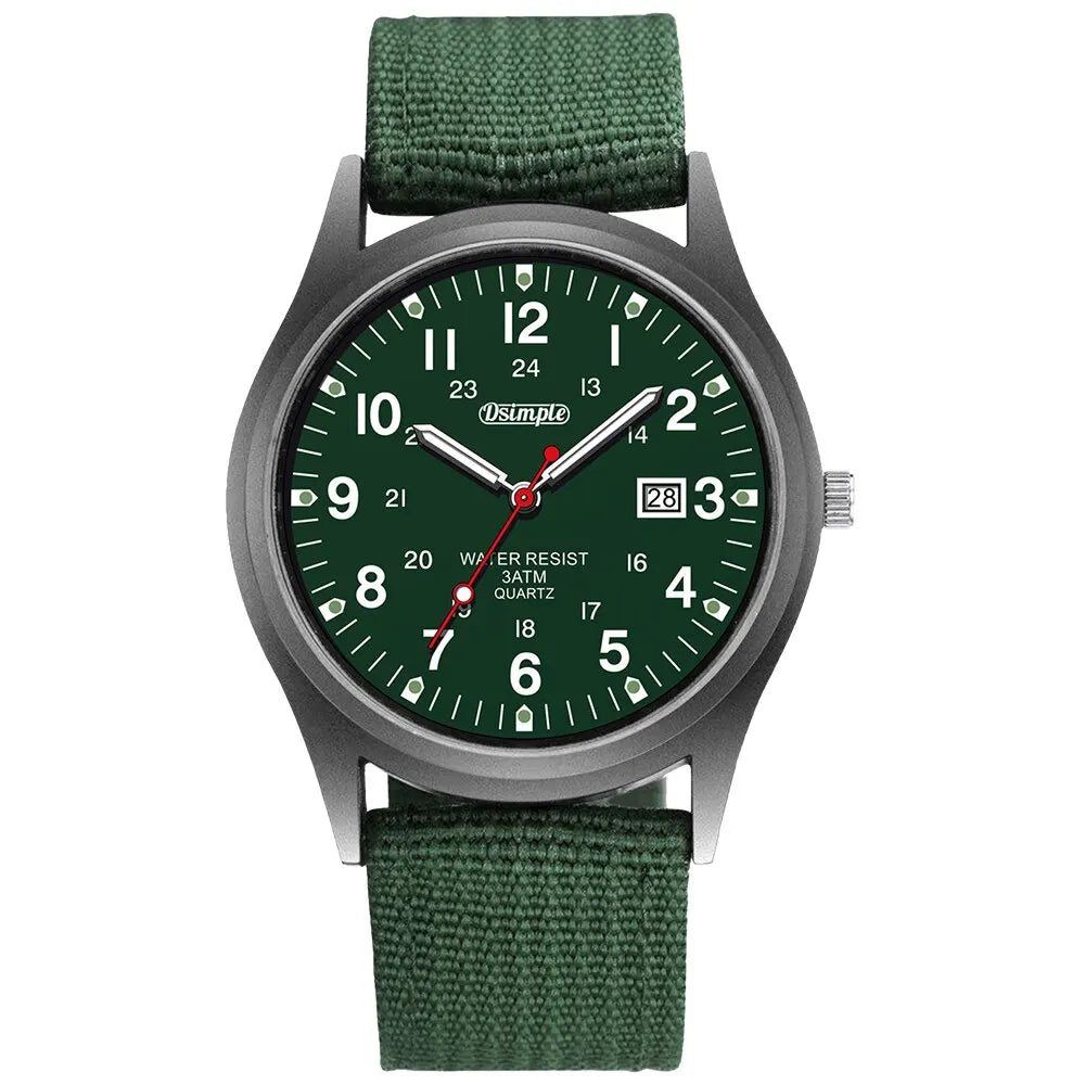 Men's analog watch with large dial and luminous hands