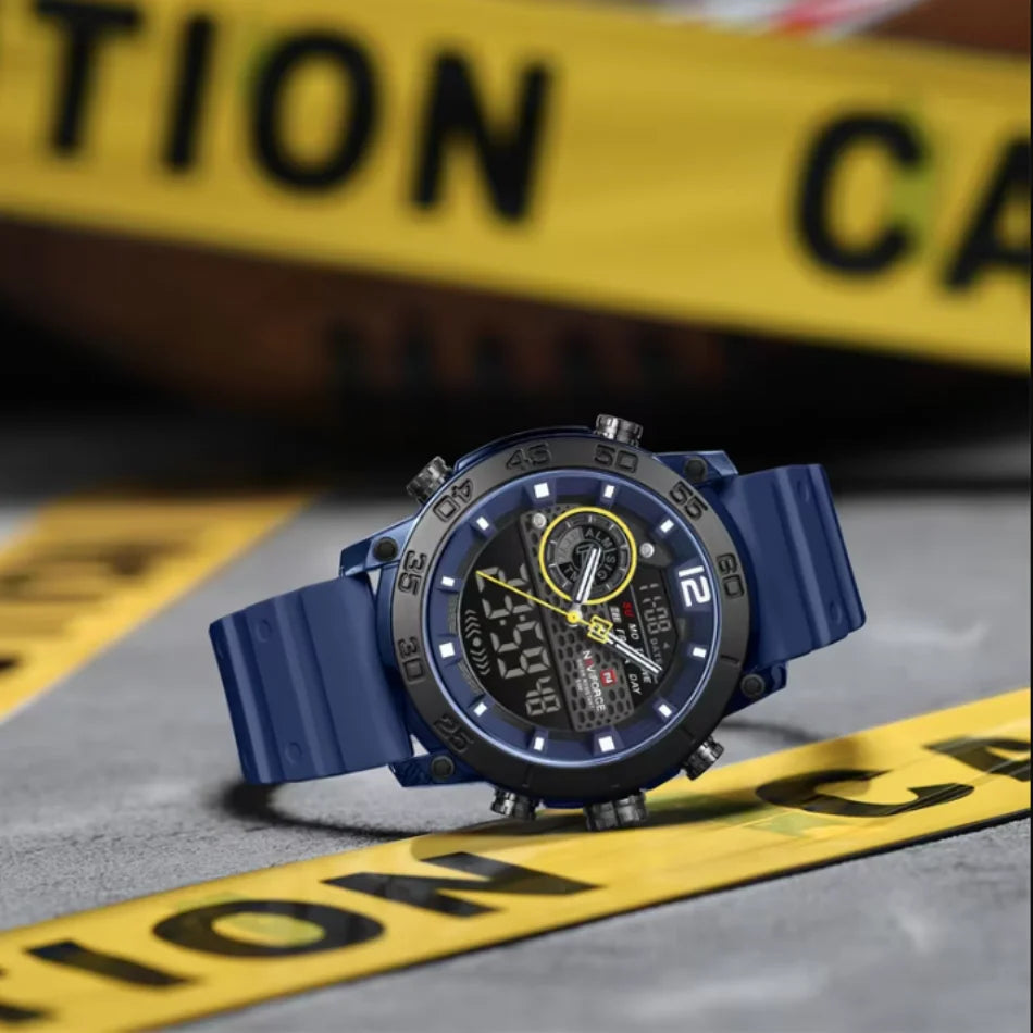 NAVIFORCE Nouvelle Montre-bracelet de Sport Multifonctionnelle pour Hommes, Légère, à Quartz, avec Chronomètre, Double Affichage de l'Heure et Lumière Nocturne, pour Garçons