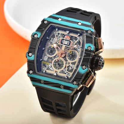 Nouvelle génération de montre de sport creuse, design professionnel, montre moderne, mécanisme sportif, mouvement à quartz, petits trois disques, montre artisanale