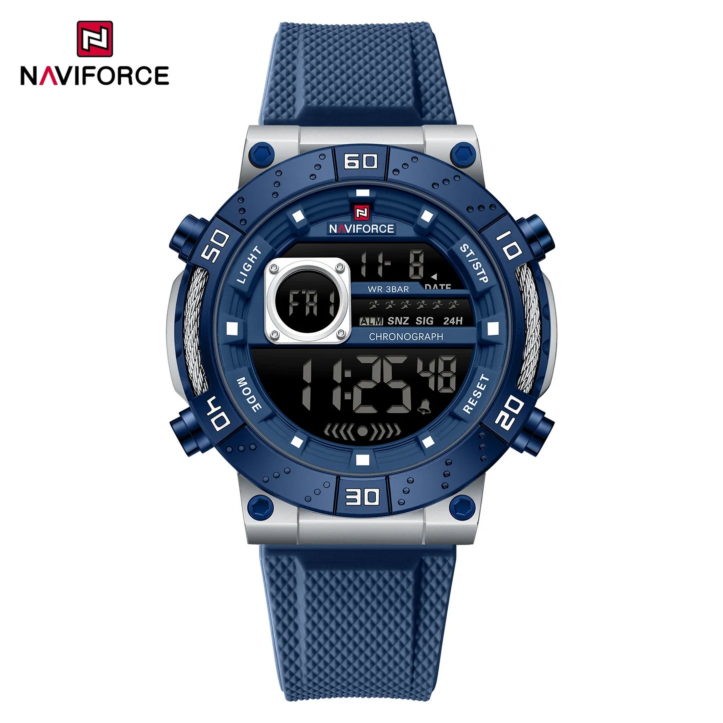 NAVIFORCE – Montres militaires pour hommes, à quartz numérique, en silicone, chronographe, étanche, avec affichage de la date