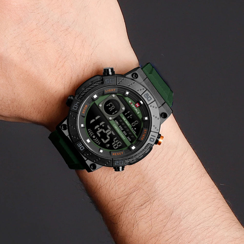 NAVIFORCE – Montres militaires pour hommes, à quartz numérique, en silicone, chronographe, étanche, avec affichage de la date