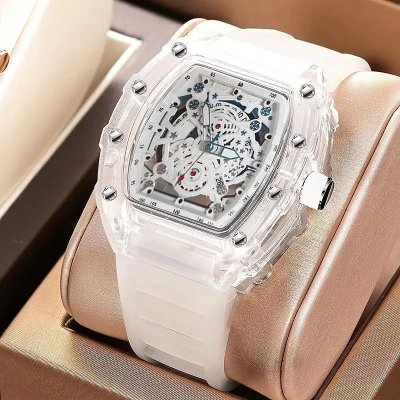 Hommes Montre Sport Tendance Personnalité Quartz Montre-Bracelet Transparent Étanche Horloge Masculine Mode Montres Cadeau