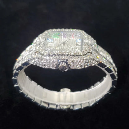 Montre de luxe en diamant 2025 pour homme, à la mode, avec chiffres colorés, style hip-hop, bijoux bling-bling, Reloj Hombre pour fête