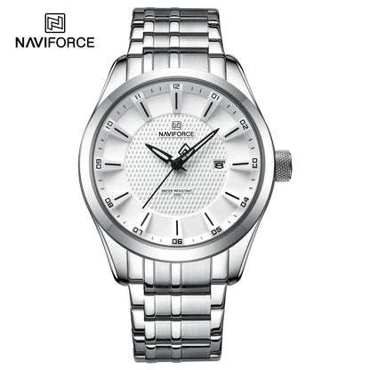 Montre NAVIFORCE de luxe pour homme, montre-bracelet étanche à quartz lumineuse en acier inoxydable, montres à la mode pour hommes