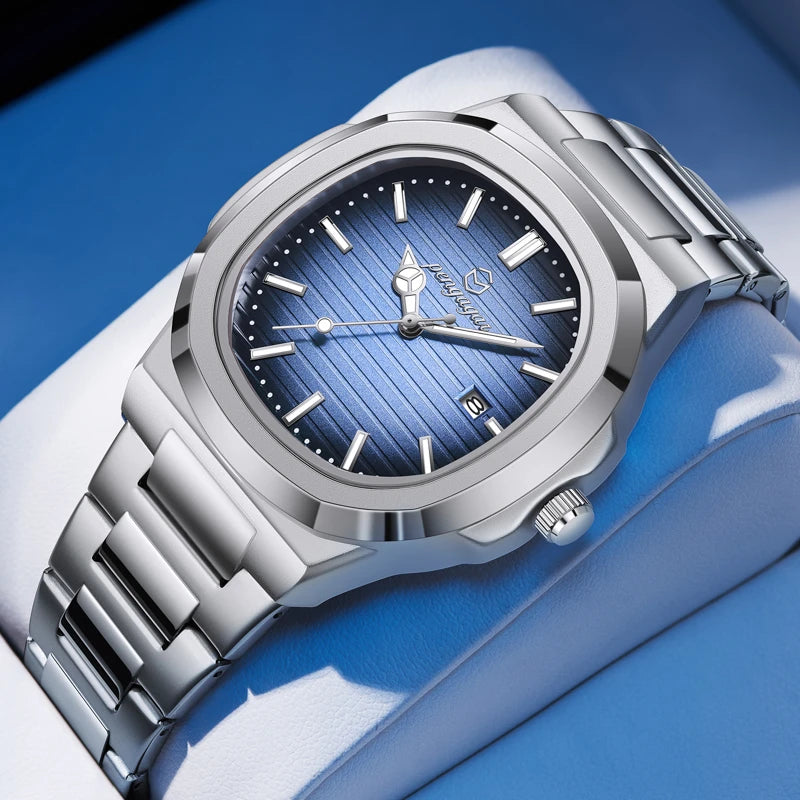 2026 Nouvelle Montre Homme Militaire de Luxe Carrée Étanche Lumineuse Date Semaine Montre Homme en Acier Inoxydable Montre à Quartz Homme Reloj+boîte